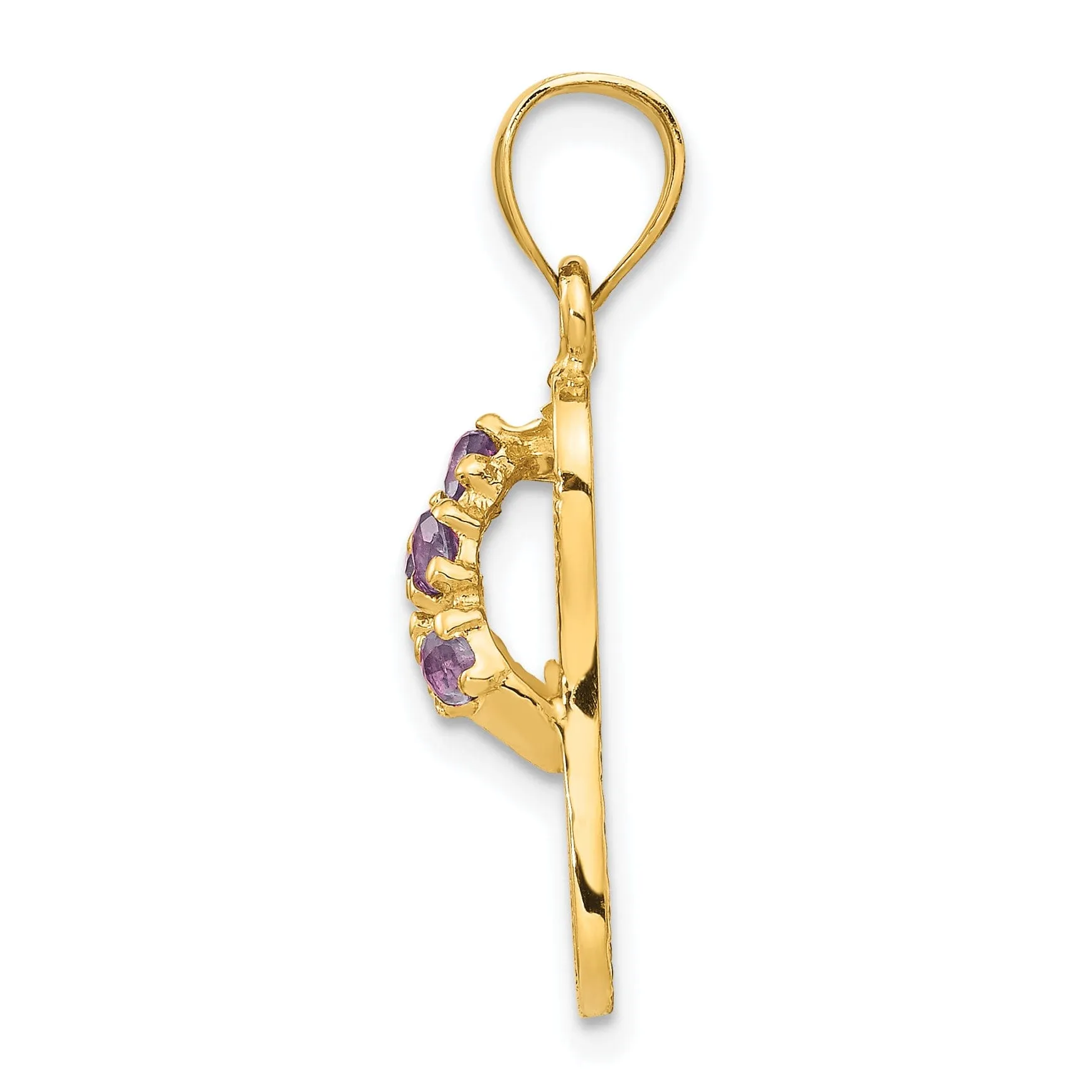 14k Yellow Gold Solid Texture Polish Finish 3-Dimensional June Cubic Zirconia Birthstone Flip Flop Sandle Charm Pendant