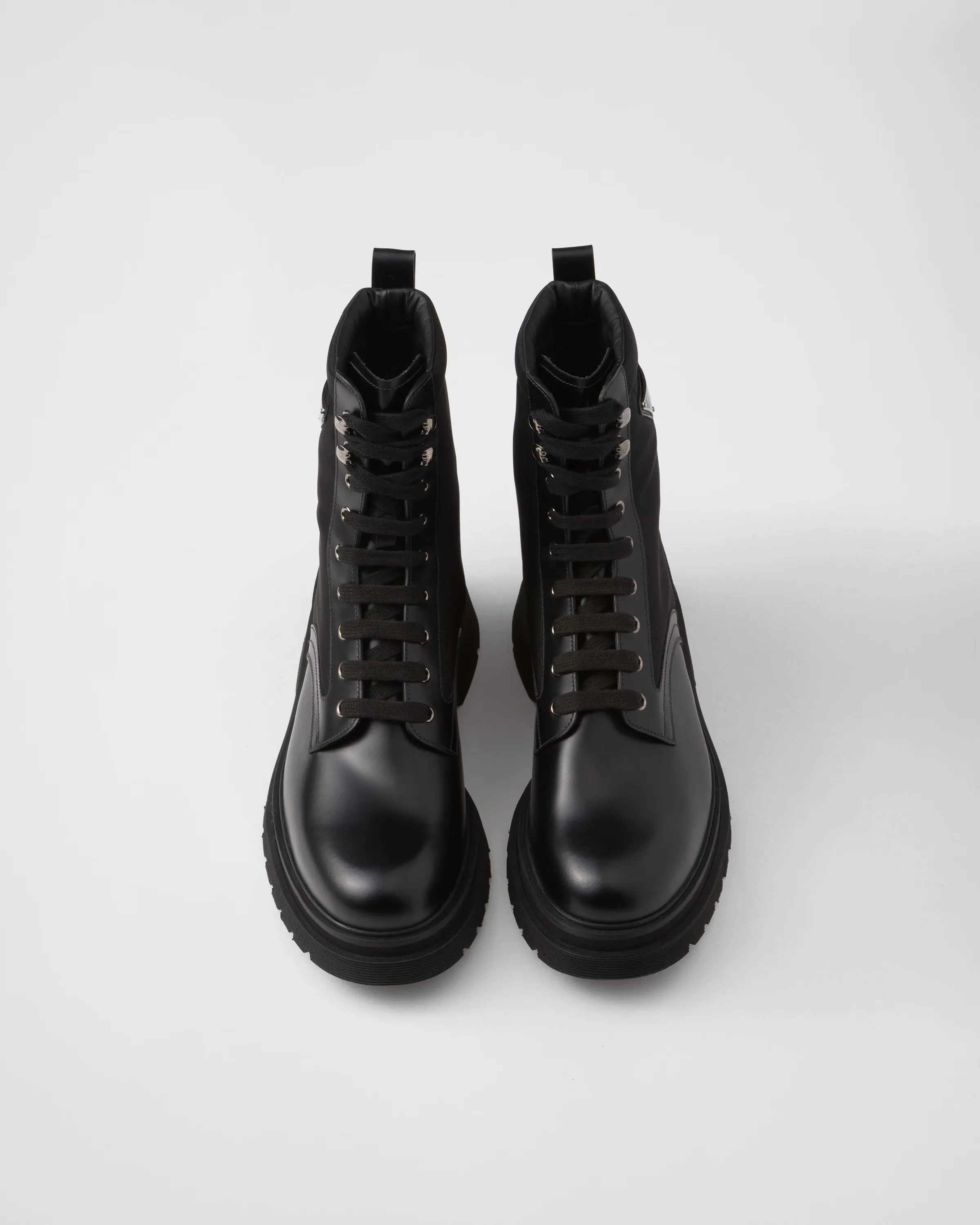 $1,520 PRADA - Brushed "ROIS" Leather & Re-Nylon Boots- 14US (13)