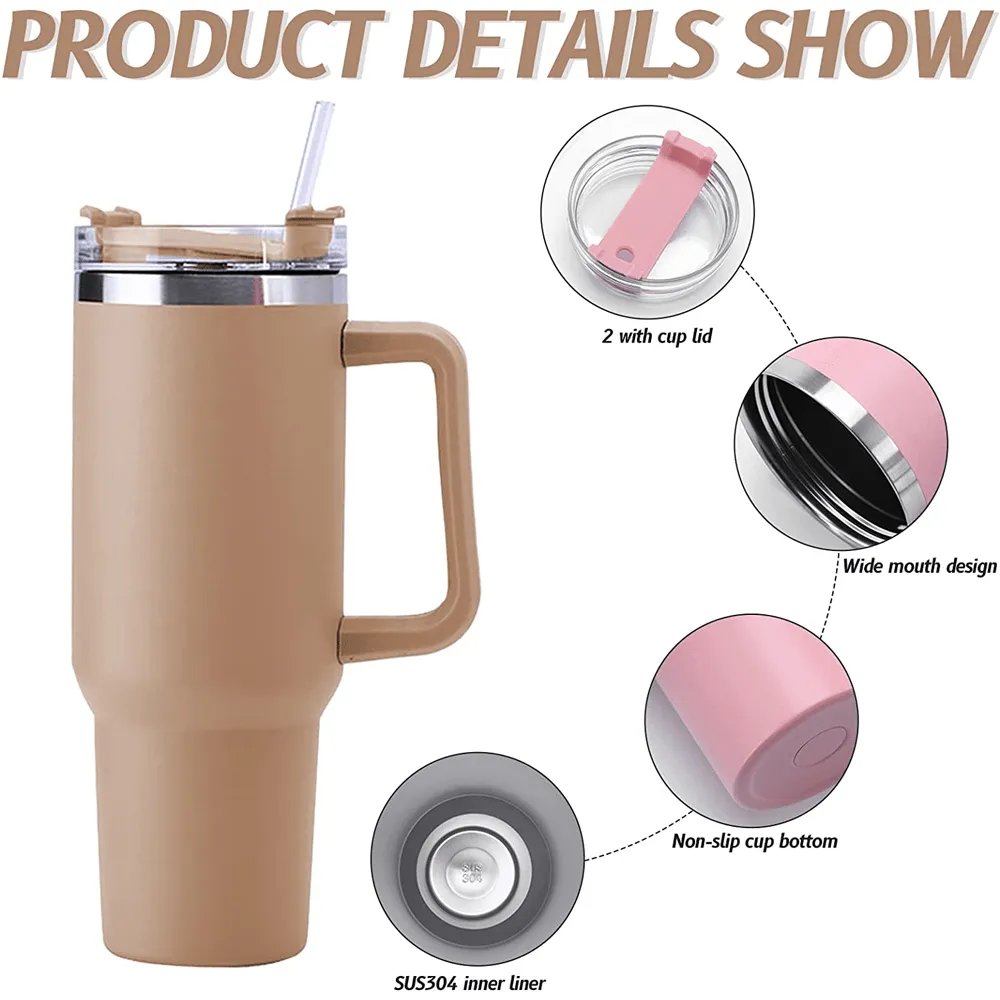 40 Ounce Stainless Steel Tumbler with Straw