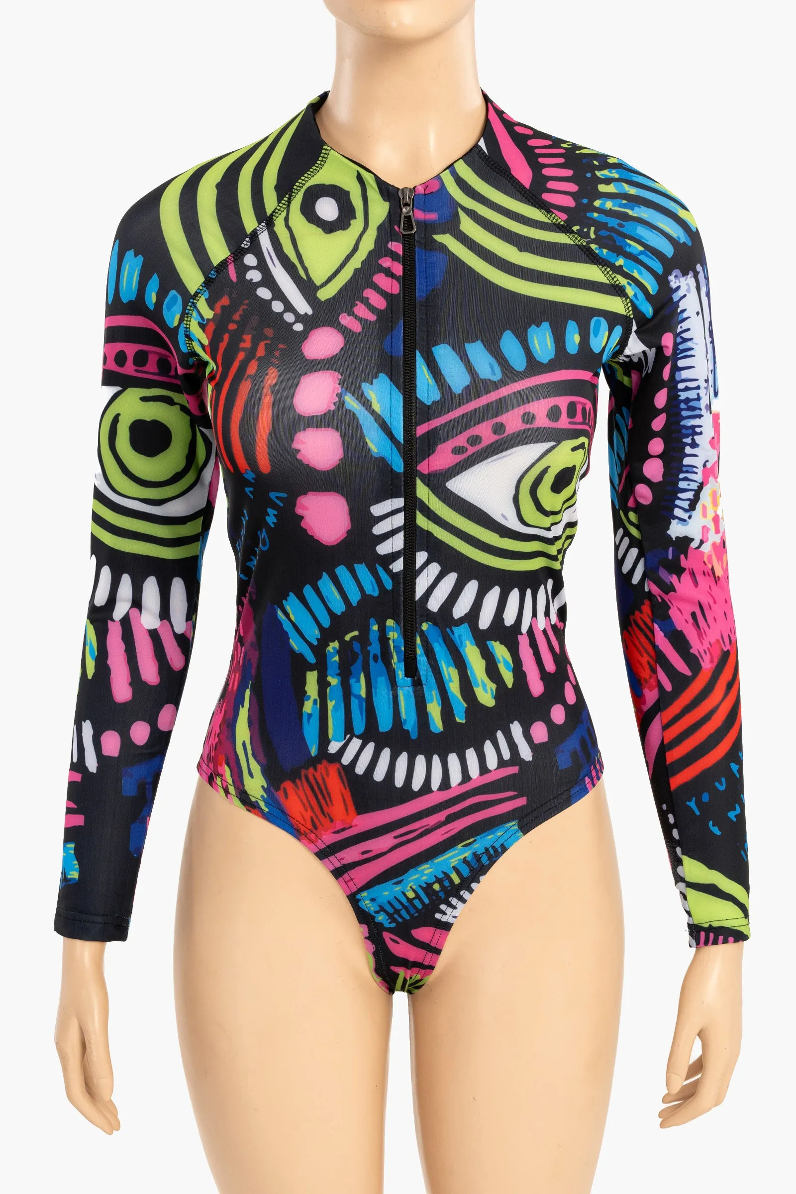 Abstract Rash Guard Swimsuit