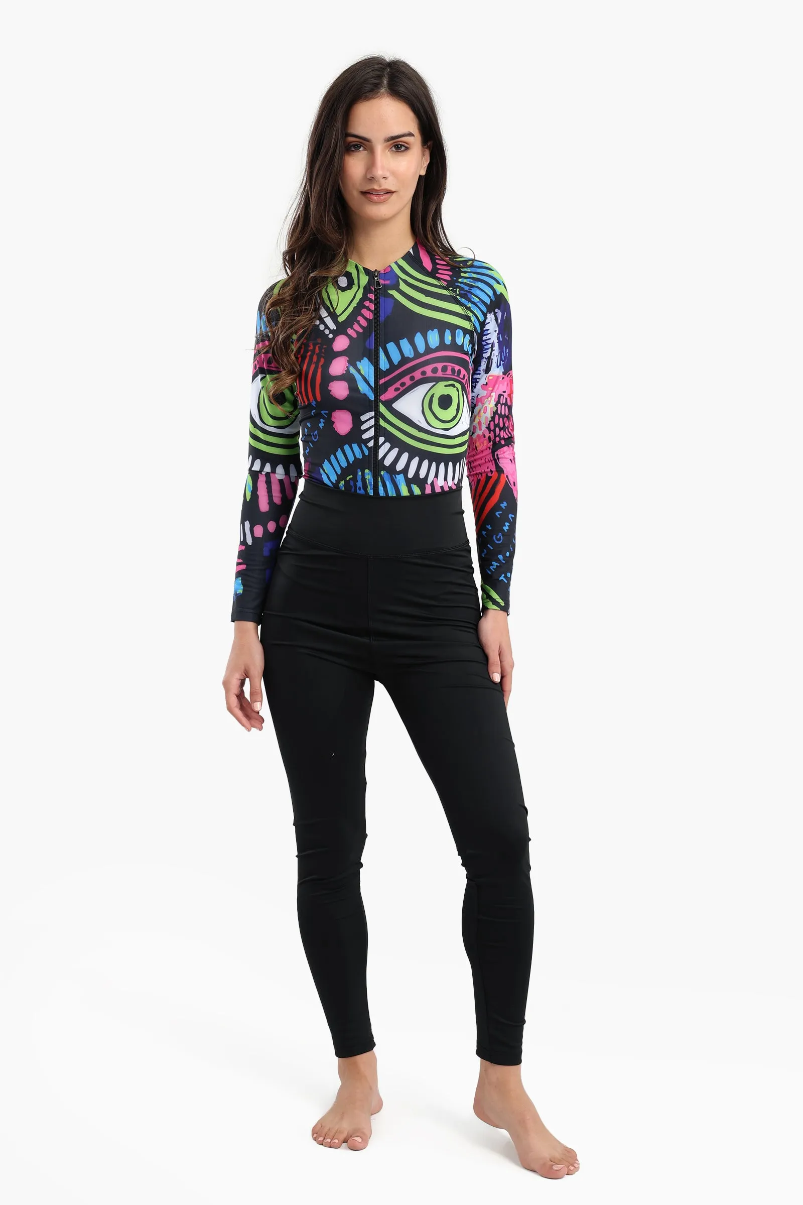 Abstract Rash Guard Swimsuit