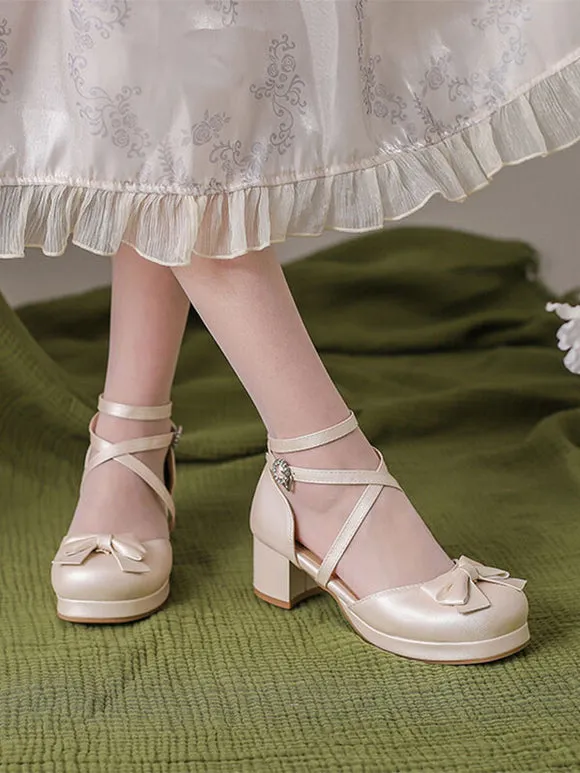 Academic Lolita Sandals Bows Round Toe PU Leather Black Lolita Summer Shoes
