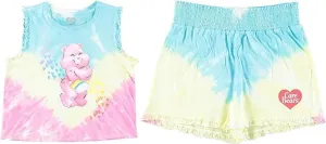 Adorable Care Bears Junior Girls Tie-Dye Crop Top and Shorts Set: Spread Love and Cheer!