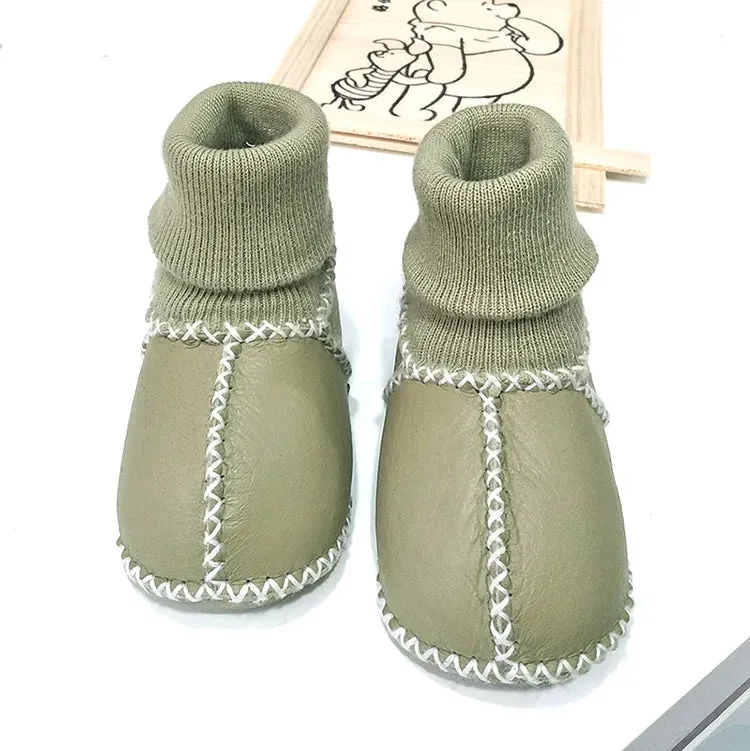 Anti-slip Plush Warm Leather Boots