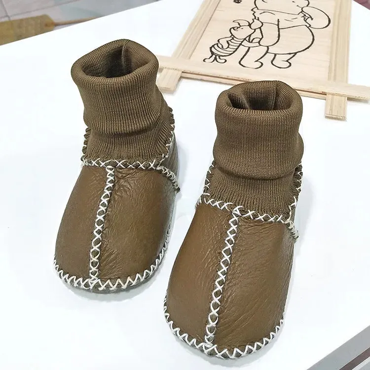 Anti-slip Plush Warm Leather Boots