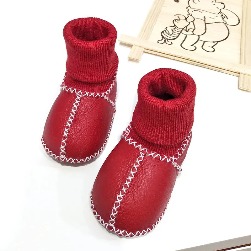 Anti-slip Plush Warm Leather Boots