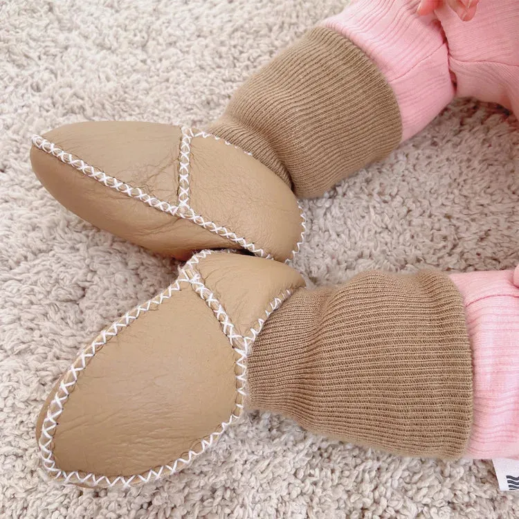 Anti-slip Plush Warm Leather Boots