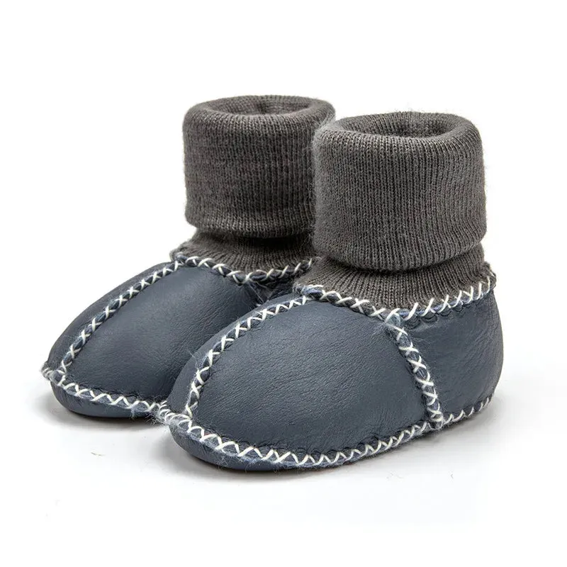 Anti-slip Plush Warm Leather Boots