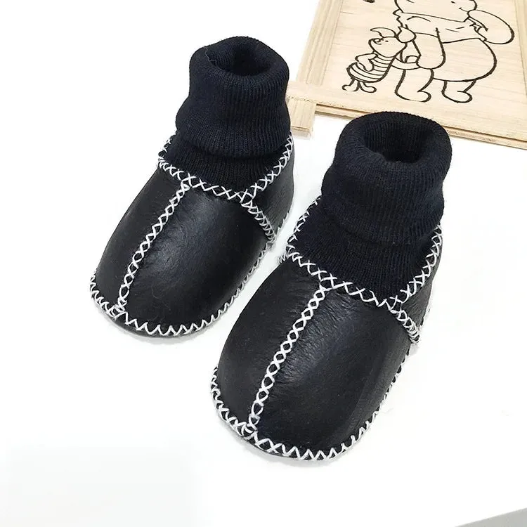 Anti-slip Plush Warm Leather Boots