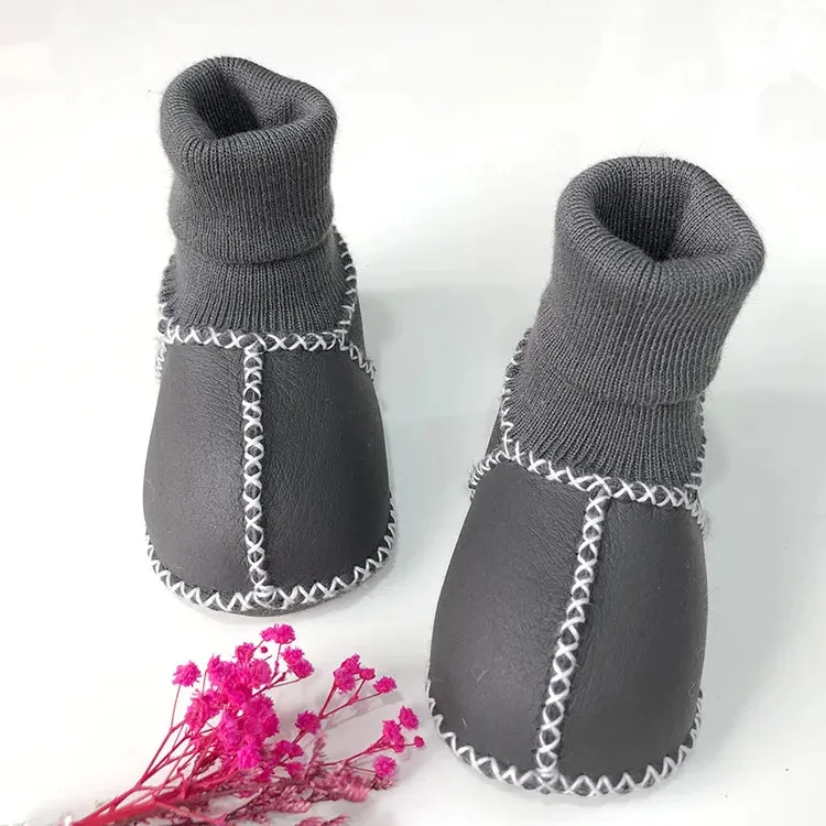 Anti-slip Plush Warm Leather Boots