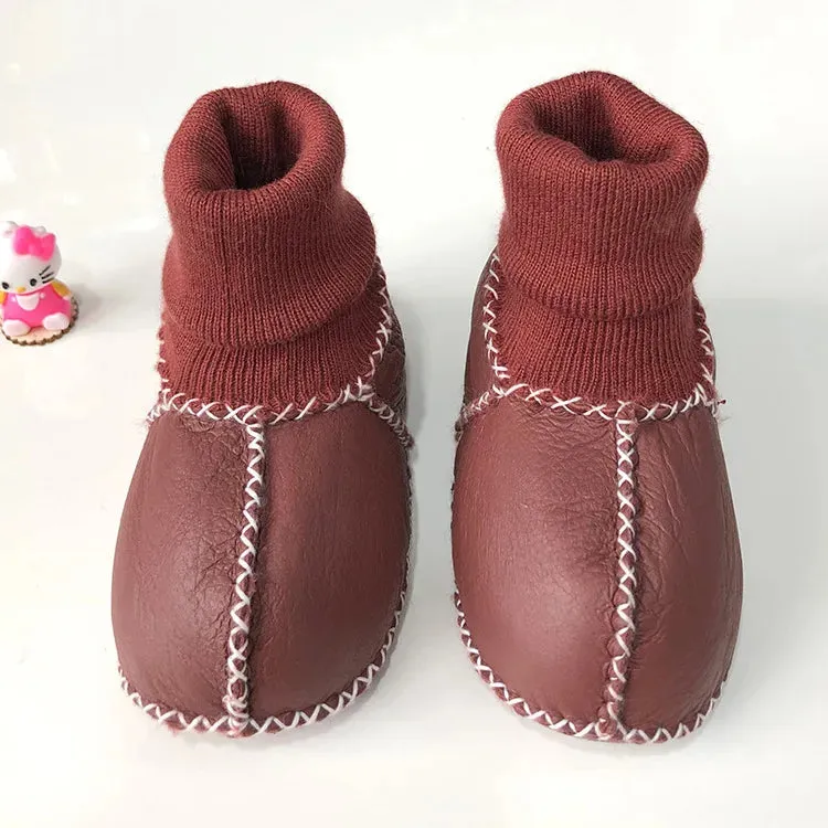 Anti-slip Plush Warm Leather Boots