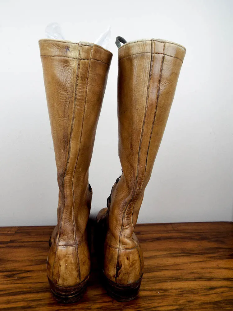 Antique Victorian Long Brown Leather Vintage Boots