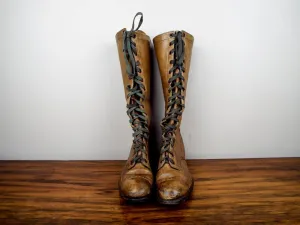 Antique Victorian Long Brown Leather Vintage Boots