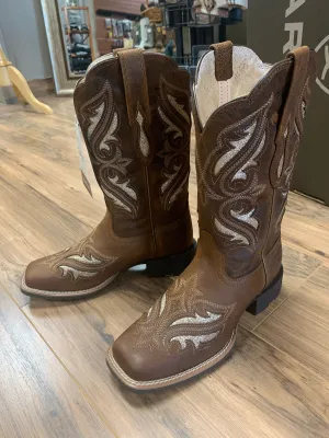 ARIAT WOMEN'S ROUND UP BLISS WESTERN BOOTS - WIDE SQUARE TOE