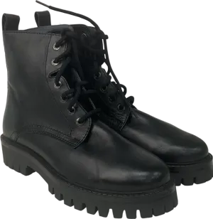 arsa Luiz Lace Up Boots In Black Leather UK 8 EU 42 👞