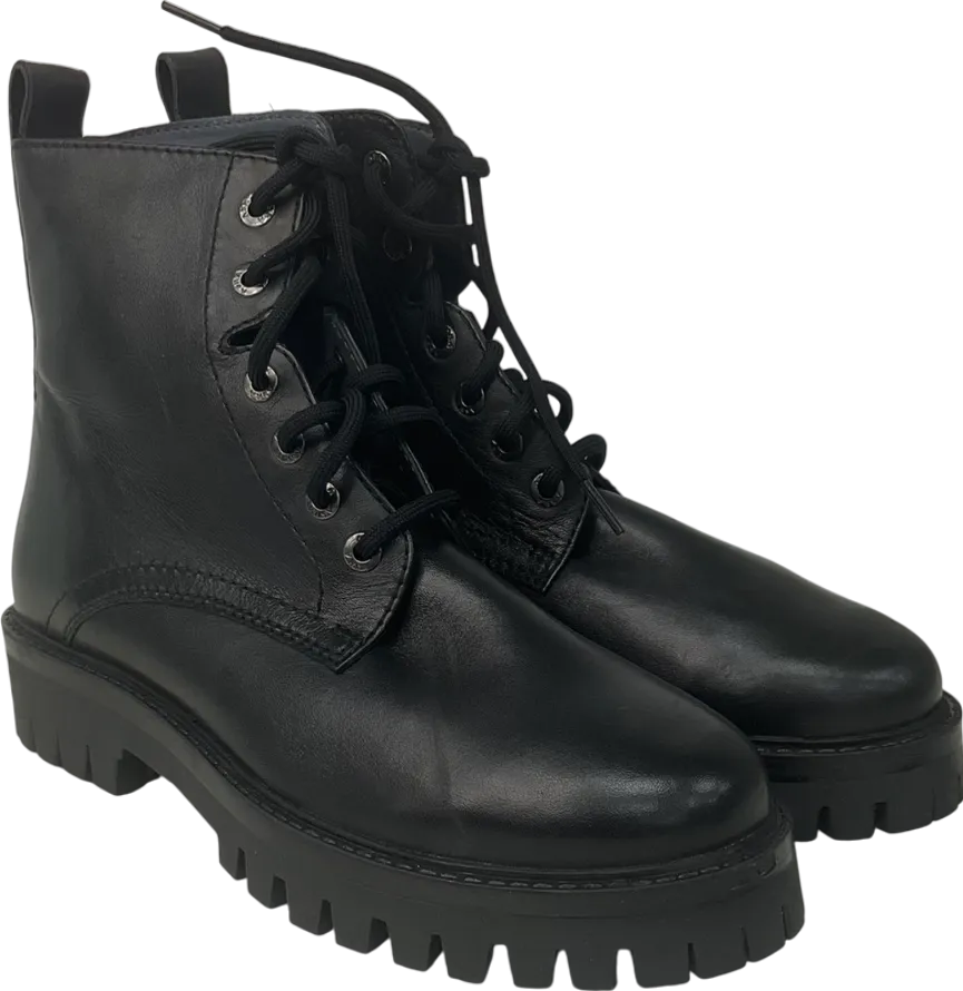 arsa Luiz Lace Up Boots In Black Leather UK 8 EU 42 👞