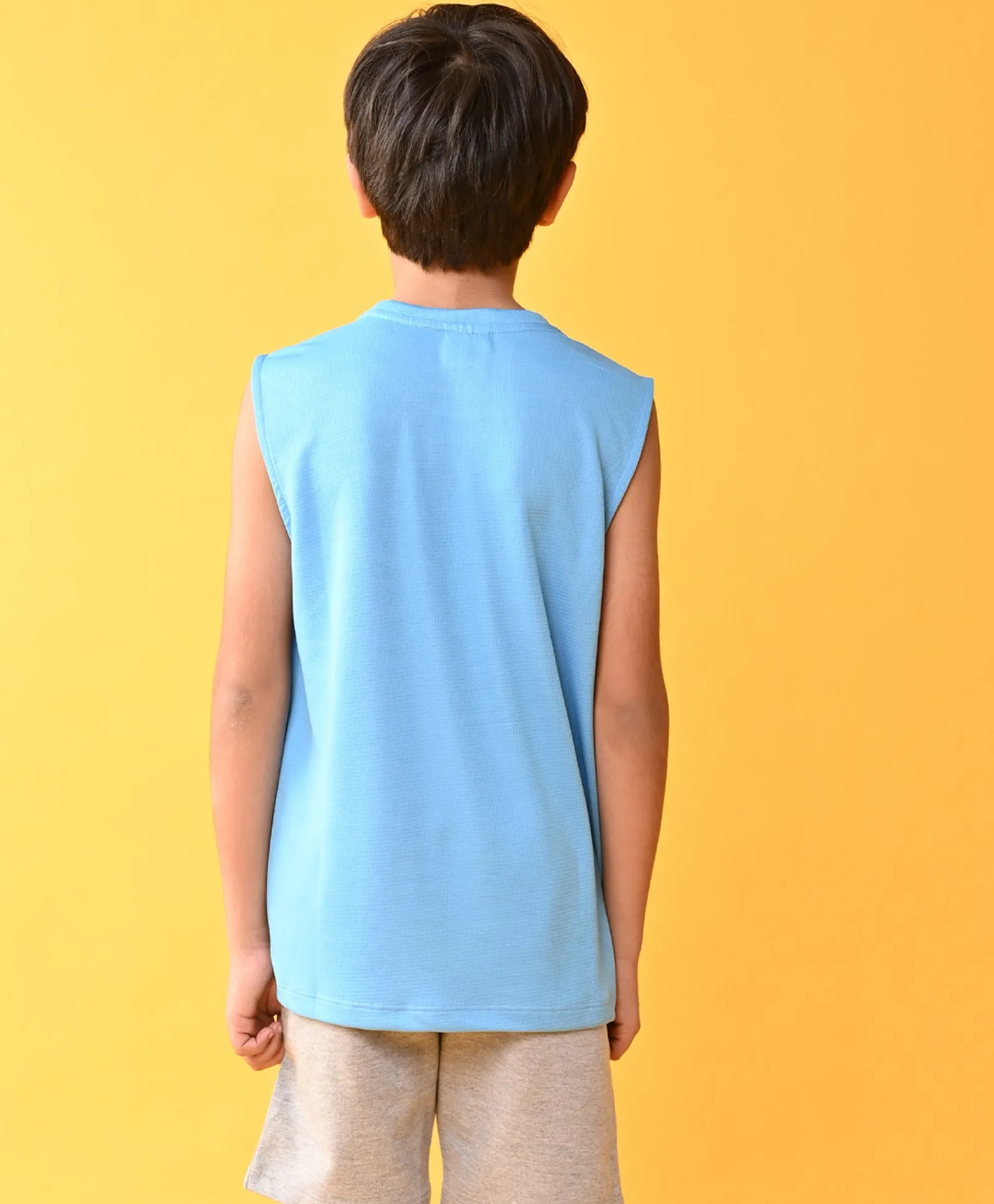 BASKETBALL SPORTY SLEEVELESS T-SHIRT - SKY