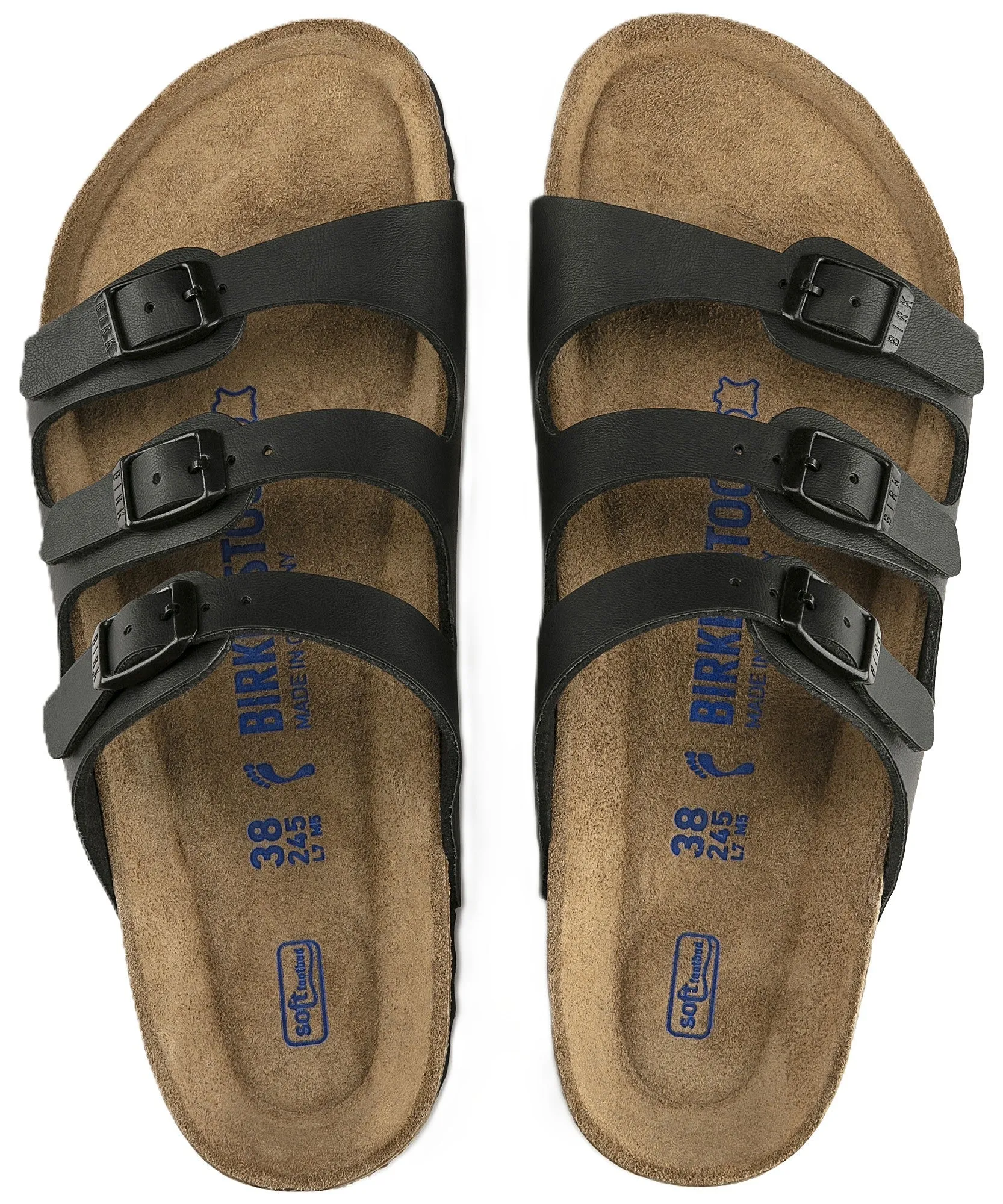 Birkenstock Florida Sandals - Black Birko-Flor | Soft Footbed