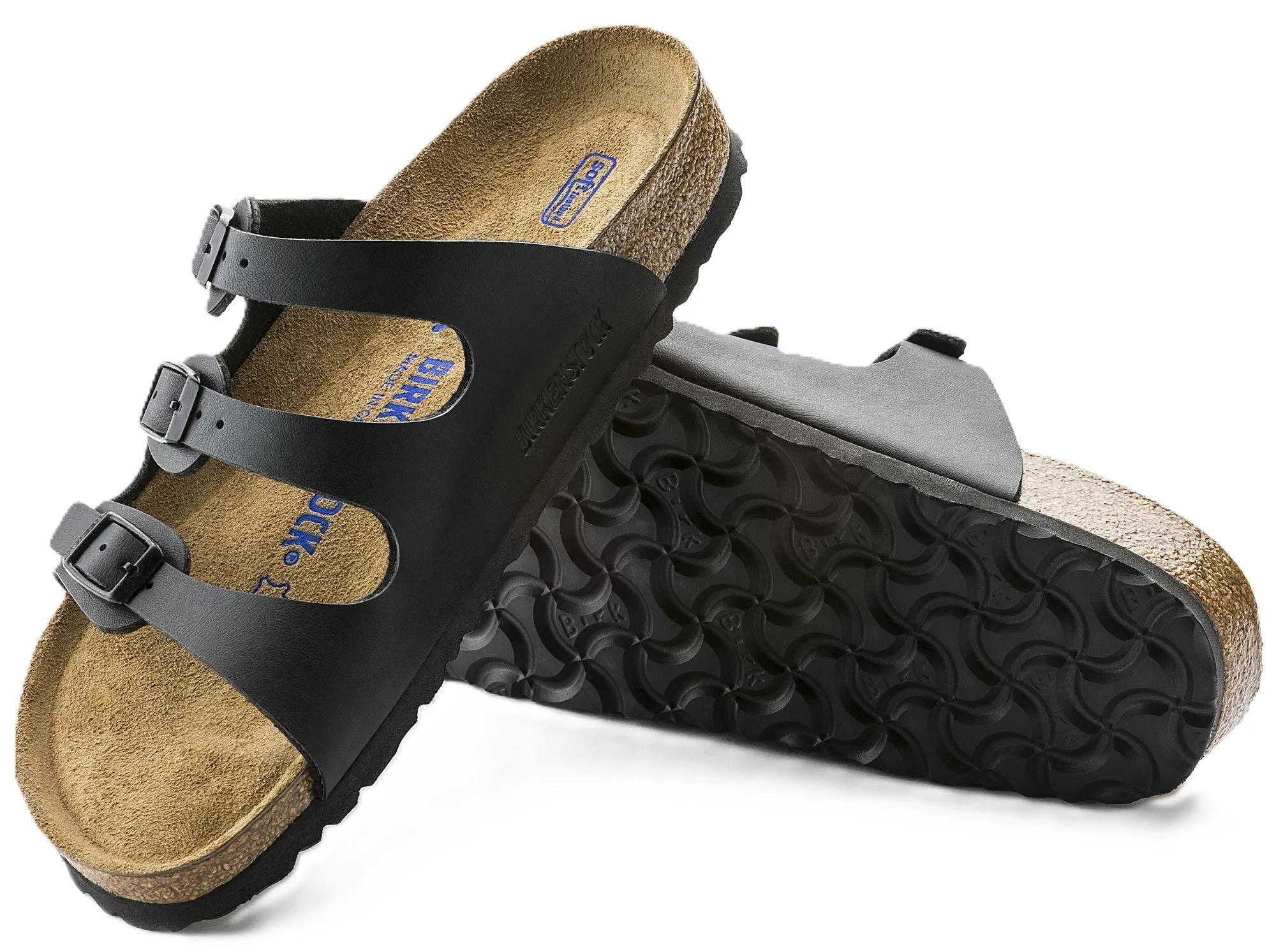 Birkenstock Florida Sandals - Black Birko-Flor | Soft Footbed