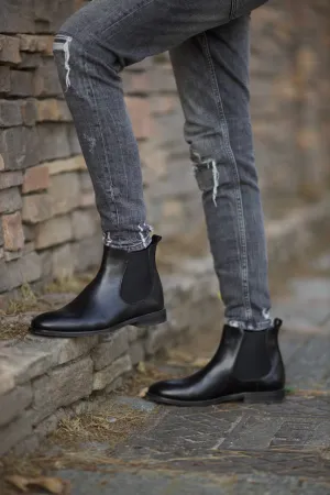 Black Leather Chelsea Boots