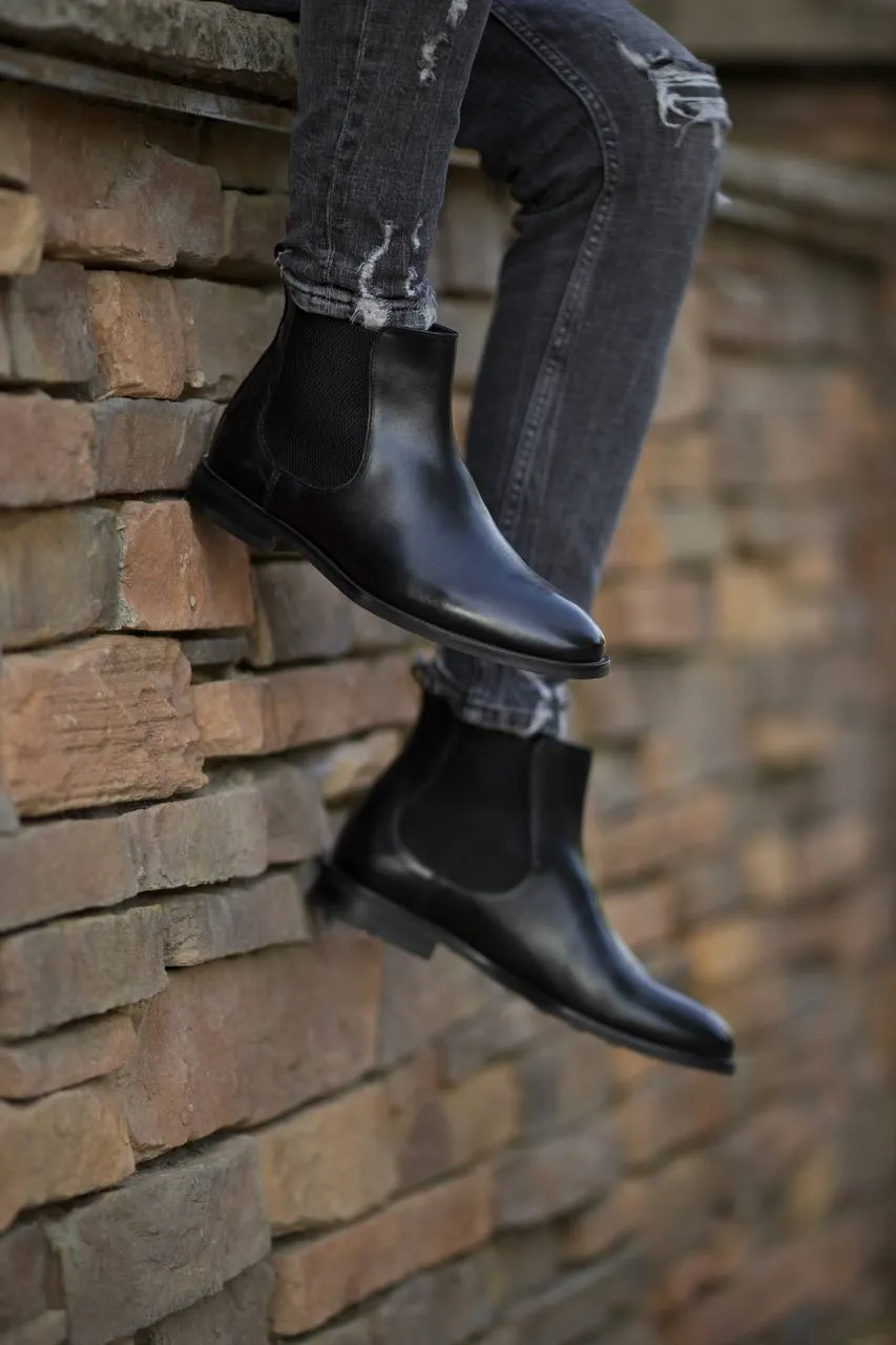 Black Leather Chelsea Boots