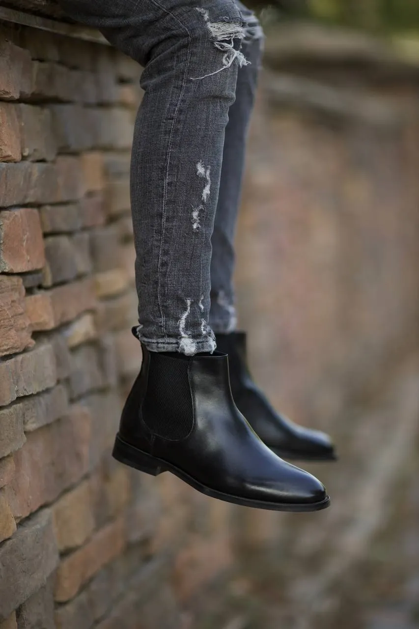 Black Leather Chelsea Boots