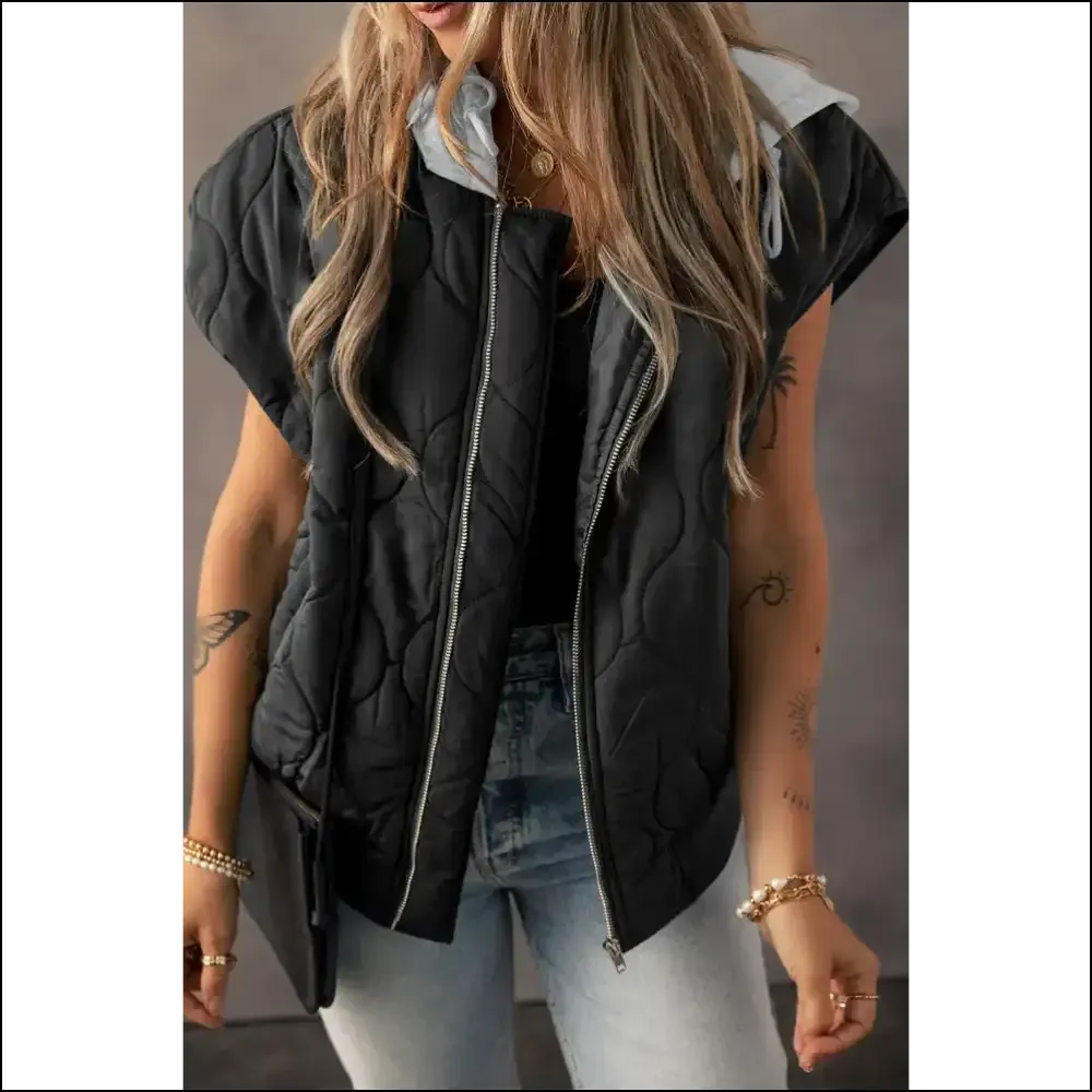 Black Quilted Drawstring Puffer Vest: Prepare for Peak Sass 🖤