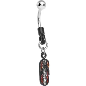 Black Silver and Red Glitter Flip Flop Belly Ring