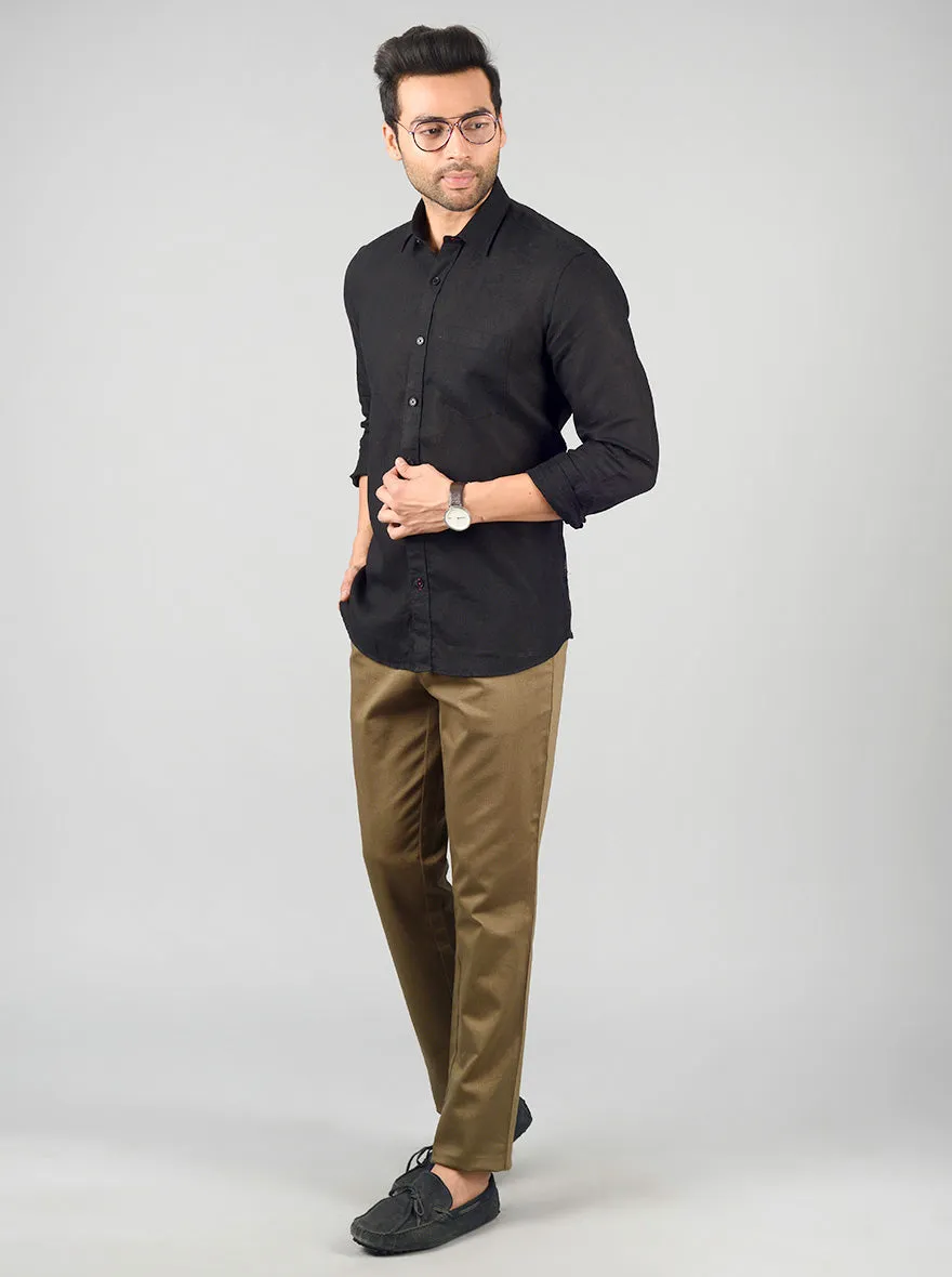Black Solid Slim Fit Casual Shirt | JadeBlue