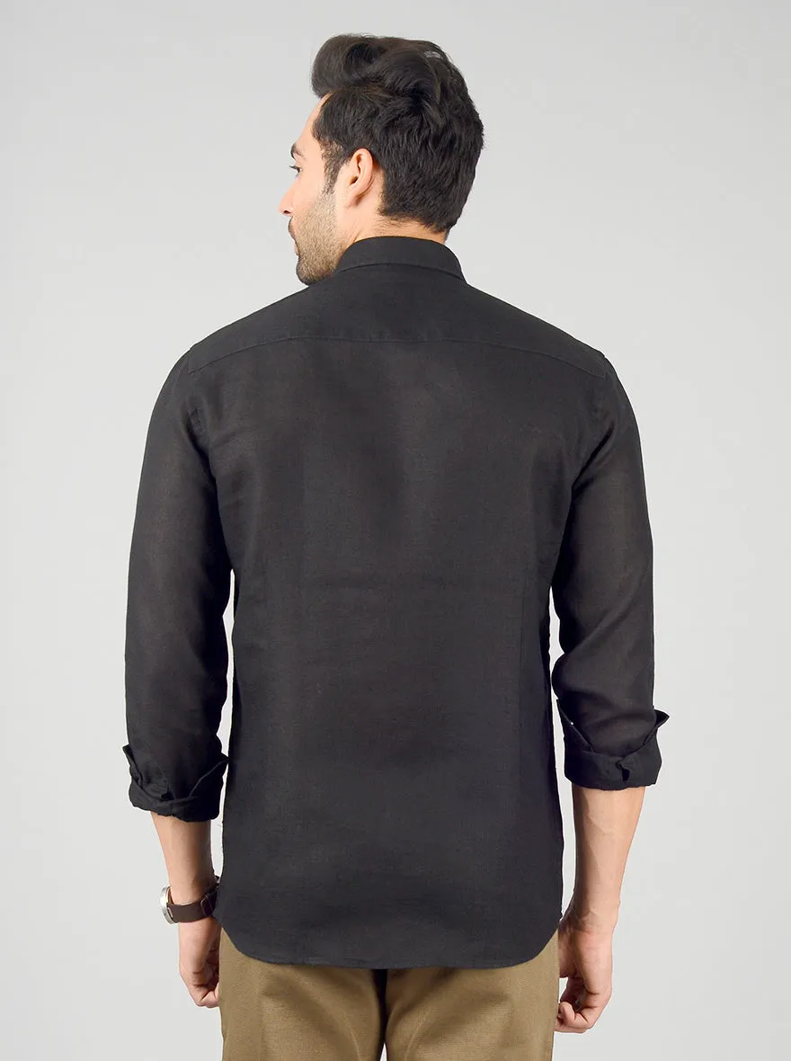 Black Solid Slim Fit Casual Shirt | JadeBlue