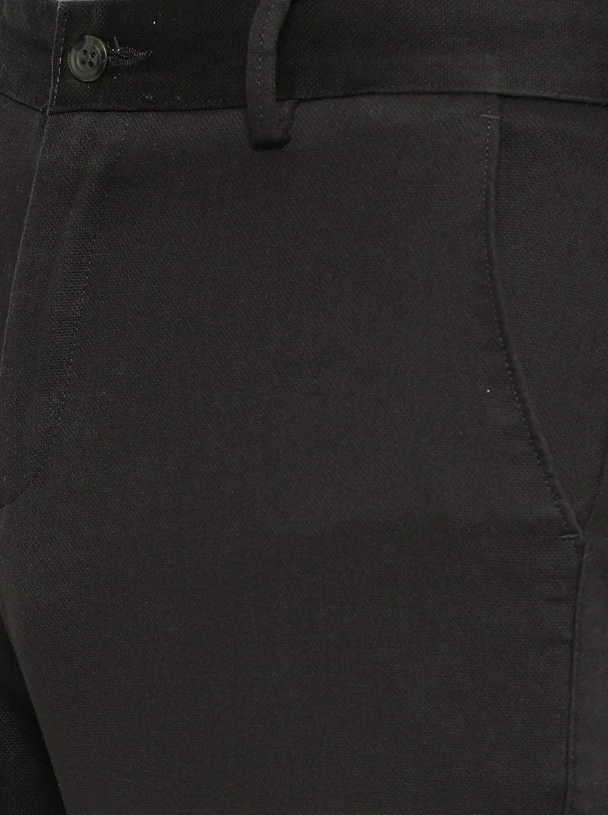 Black Solid Slim Fit Casual Trouser | Greenfibre