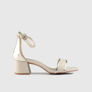 Block Heel Sandal Beige 10529