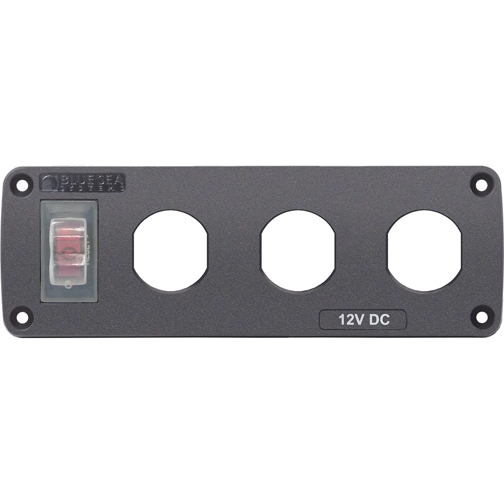 BLUE SEA 4367 WATER RESISTANT USB ACCESSORY PANEL - 15A CIRCUIT BREAKER, 3X BLANK APERTURES