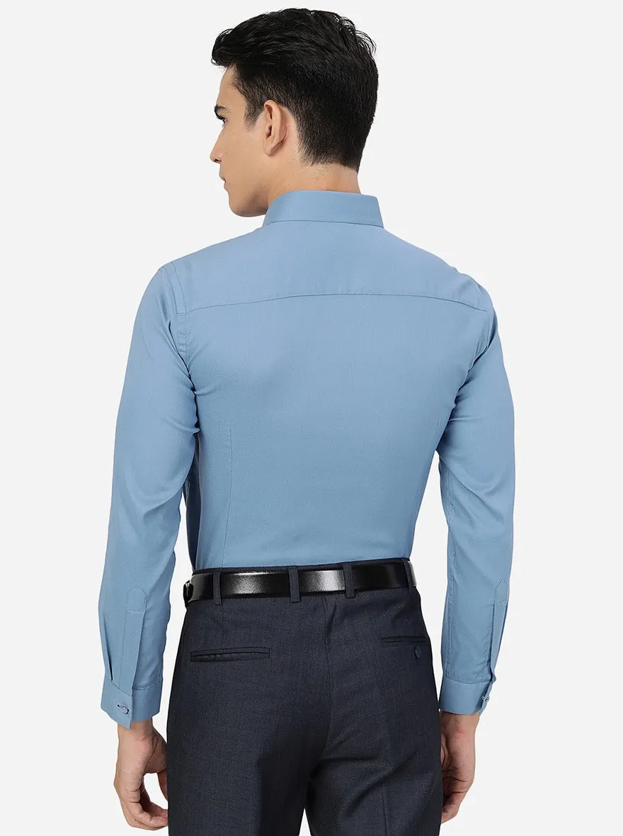 Blue Solid Slim Fit Party Wear Shirt | Greenfibre