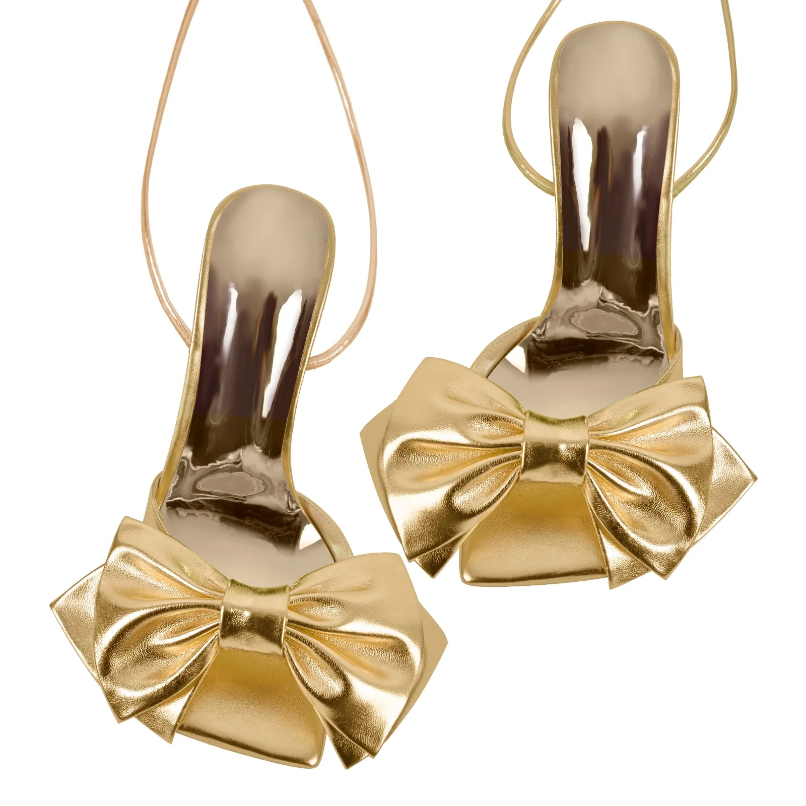 Bow Lace Up Square Toe Chunky Heel Sandals