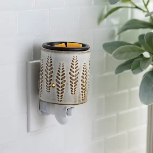 Candle Warmers Wheat & Ivory Flip Dish Pluggable Fragrance Warmer
