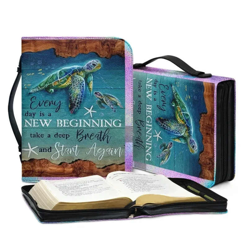 Christianartbag Bible Cover, Coastal Reverie Bible Cover with Sea Turtle Motif, CAB08021123.