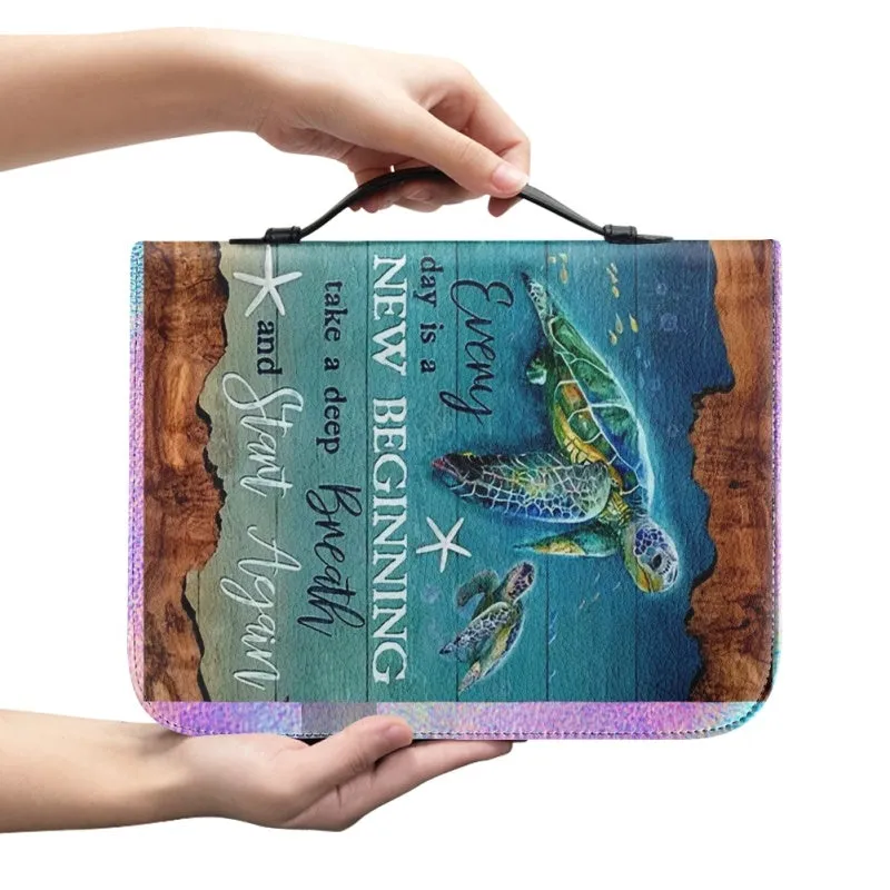 Christianartbag Bible Cover, Coastal Reverie Bible Cover with Sea Turtle Motif, CAB08021123.