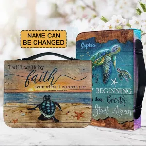 Christianartbag Bible Cover, Coastal Reverie Bible Cover with Sea Turtle Motif, CAB08021123.