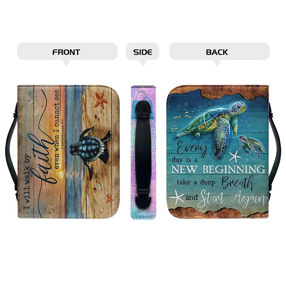 Christianartbag Bible Cover, Coastal Reverie Bible Cover with Sea Turtle Motif, CAB08021123.