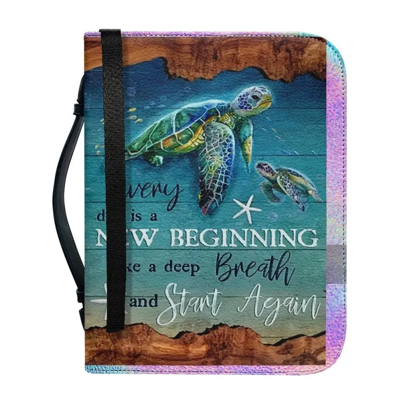 Christianartbag Bible Cover, Coastal Reverie Bible Cover with Sea Turtle Motif, CAB08021123.