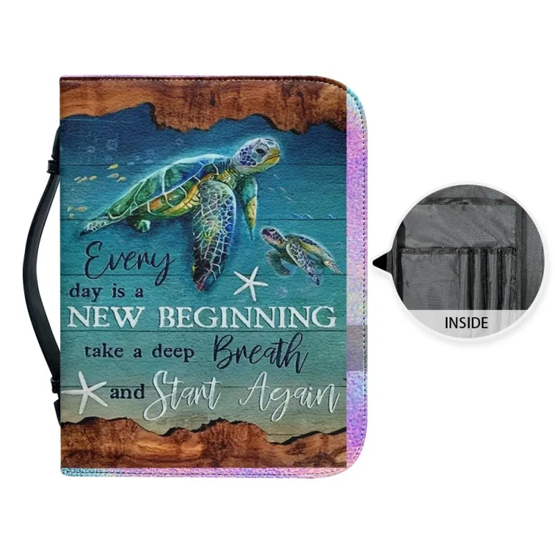 Christianartbag Bible Cover, Coastal Reverie Bible Cover with Sea Turtle Motif, CAB08021123.