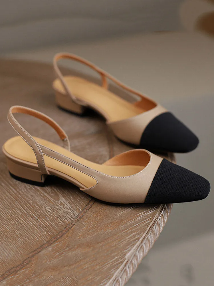 Chunky Heel Pointy Toe Slingback Sandals