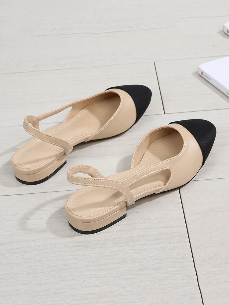 Chunky Heel Pointy Toe Slingback Sandals