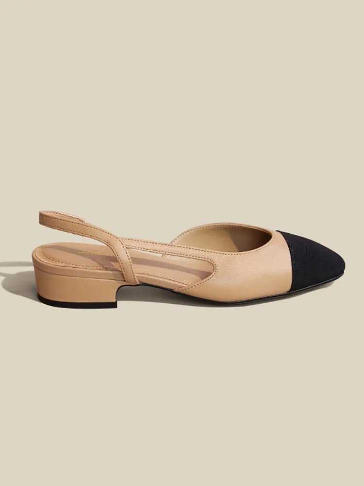 Chunky Heel Pointy Toe Slingback Sandals