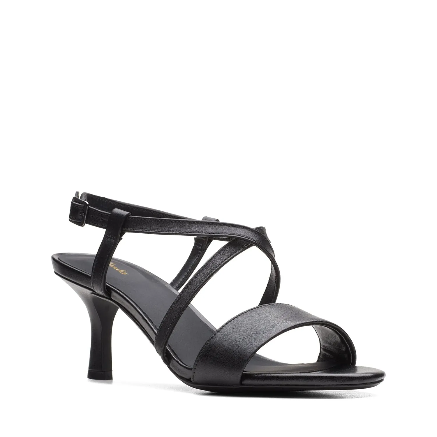 Clarks Amali Buckle Sandals - Black Leather - 261659414 - D Width (Standard Fit)