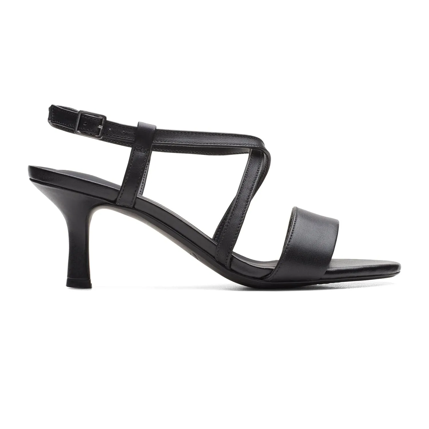 Clarks Amali Buckle Sandals - Black Leather - 261659414 - D Width (Standard Fit)