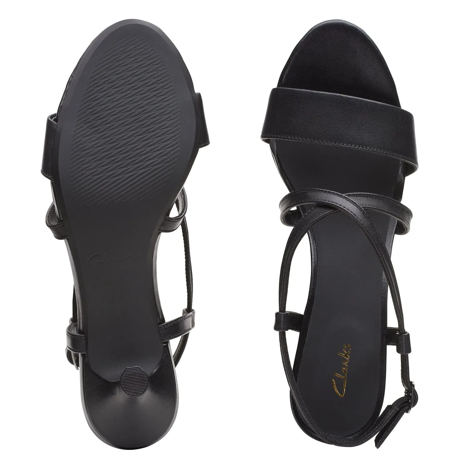 Clarks Amali Buckle Sandals - Black Leather - 261659414 - D Width (Standard Fit)