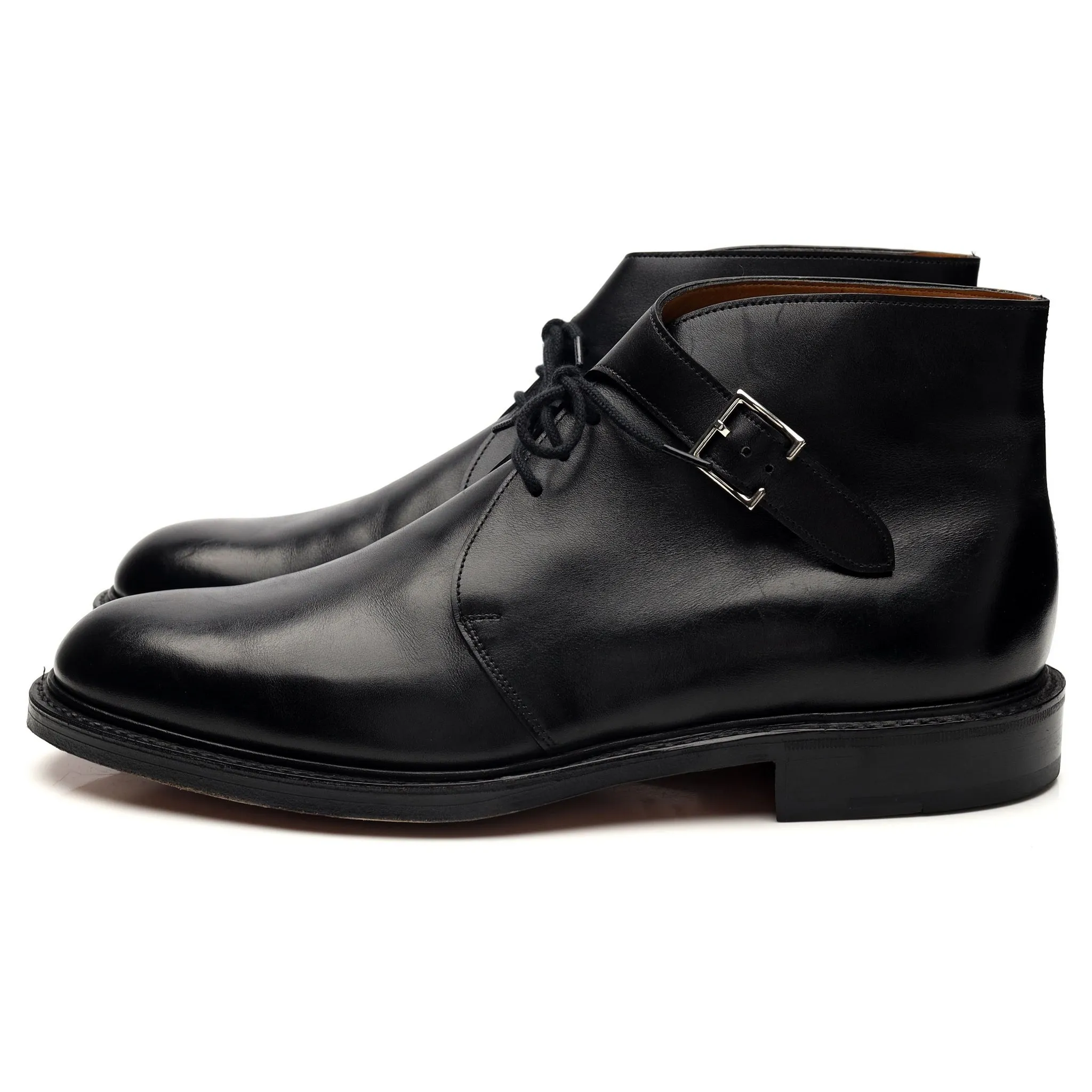 'Combe' Black Leather Buckle Boots UK 8 EE