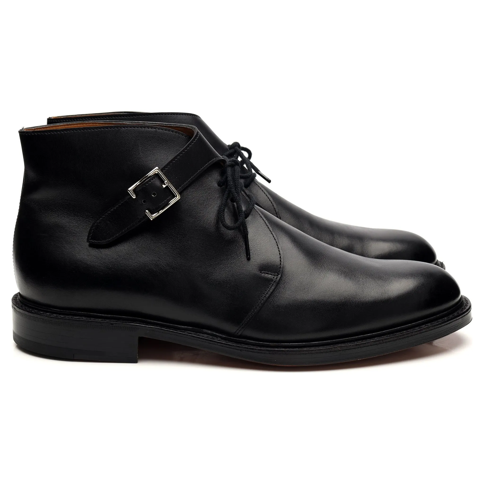 'Combe' Black Leather Buckle Boots UK 8 EE